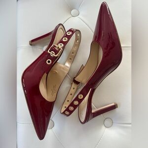 Jessica Simpson Wine Red Patent Slingback Pumps
